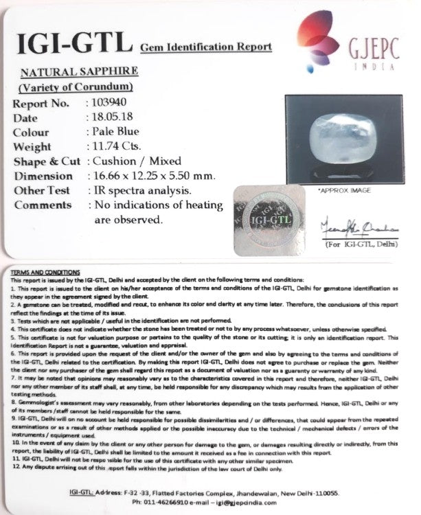 13.03 Ratti Natural Blue Sapphire with Govt Lab Certified-(8991)