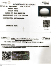 4.69/CT White Coral with Govt. Lab Certified (1500)