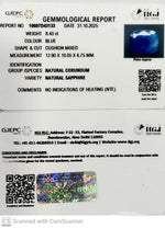 Load image into Gallery viewer, 8.43/CT Natural Blue Sapphire with Govt Lab Certificate (4551)