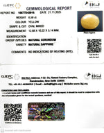 Load image into Gallery viewer, 6.50/CT Natural Yellow Sapphire With Govt Lab Certificate (2331)