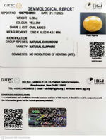 Load image into Gallery viewer, 6.38/CT Natural Yellow Sapphire With Govt Lab Certificate (1221)