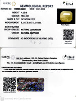 Load image into Gallery viewer, 4.53/CT Natural Yellow Sapphire With Govt Lab Certificate-11388D46083