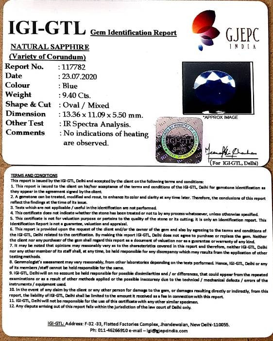 10.43 Ratti Natural Neelam with Govt Lab Certificate-(2331)