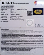 Load image into Gallery viewer, 4.00/CT Natural Yellow Sapphire with Govt Lab Certificate-YELSA9U