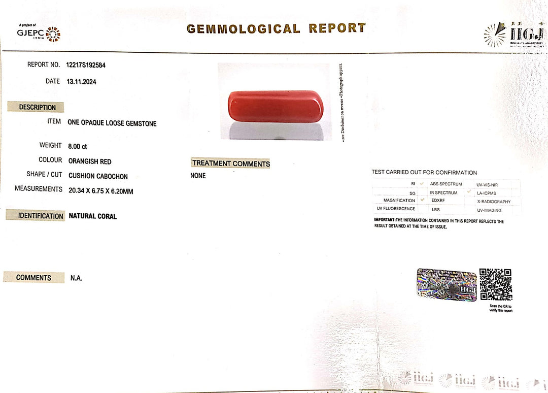 8.00/Carat Natural Cylindrical Red Coral-1800