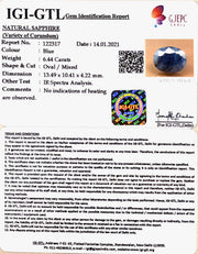 7.14 Ratti Natural Blue Sapphire With Govt Lab Certified-(2331)