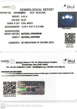 Load image into Gallery viewer, 8.43/CT Natural Blue Sapphire with Govt Lab Certificate-12313D49915