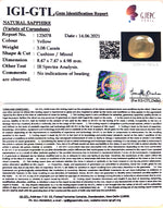 Load image into Gallery viewer, 3.41 Ratti Natural Ceylonese Yellow Sapphire with Govt Lab Certificate-(6771)