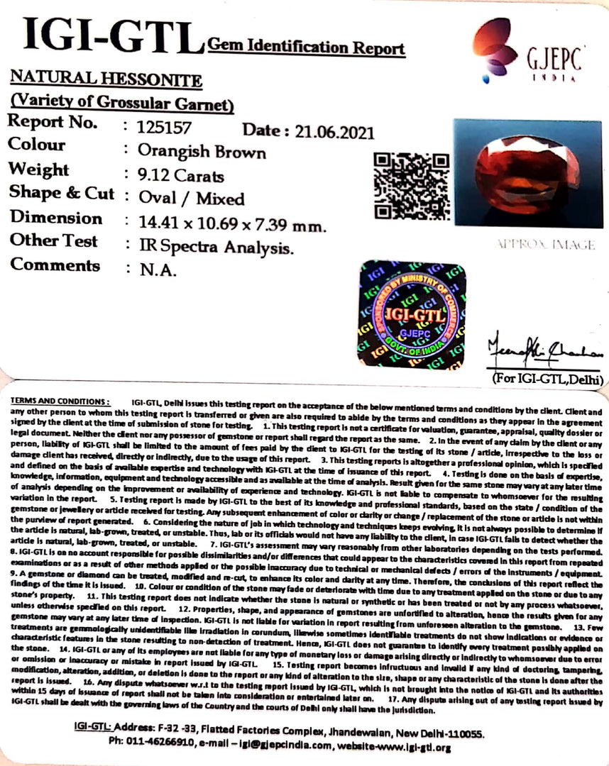 10.12 Ratti Natural Govt. Lab Certified Ceylonese Gomed-(1221)