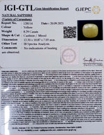 Load image into Gallery viewer, 8.29/CT Natural Yellow Sapphire with Govt Lab Certificate-(1221)