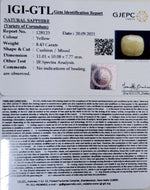 Load image into Gallery viewer, 8.43/CT Natural Yellow Sapphire with Govt Lab Certificate-(1221)