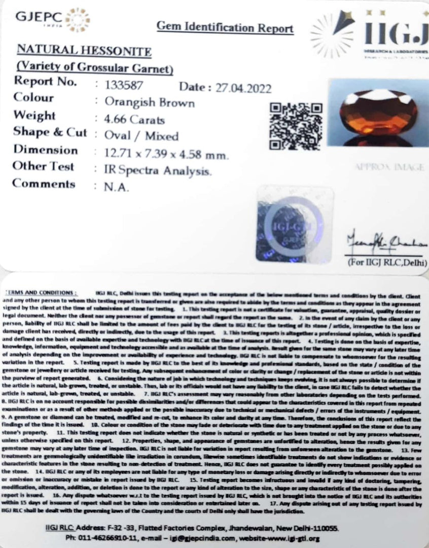 5.17 Ratti Natural Govt. Lab Certified Ceylonese Gomed-(1221)