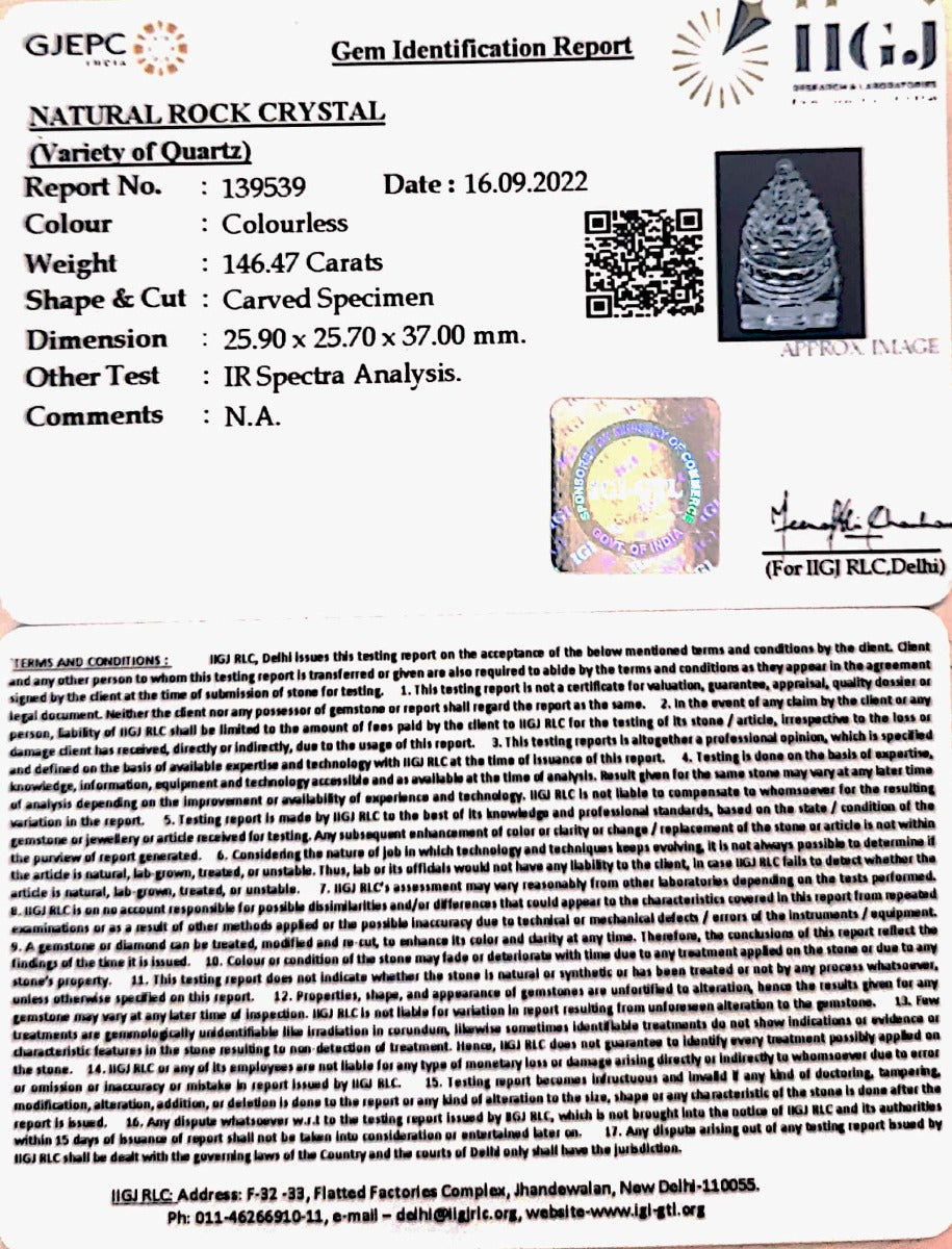 Sphatik Shree Yantra with Govt. Lab Certificate-60 | Gem Selections