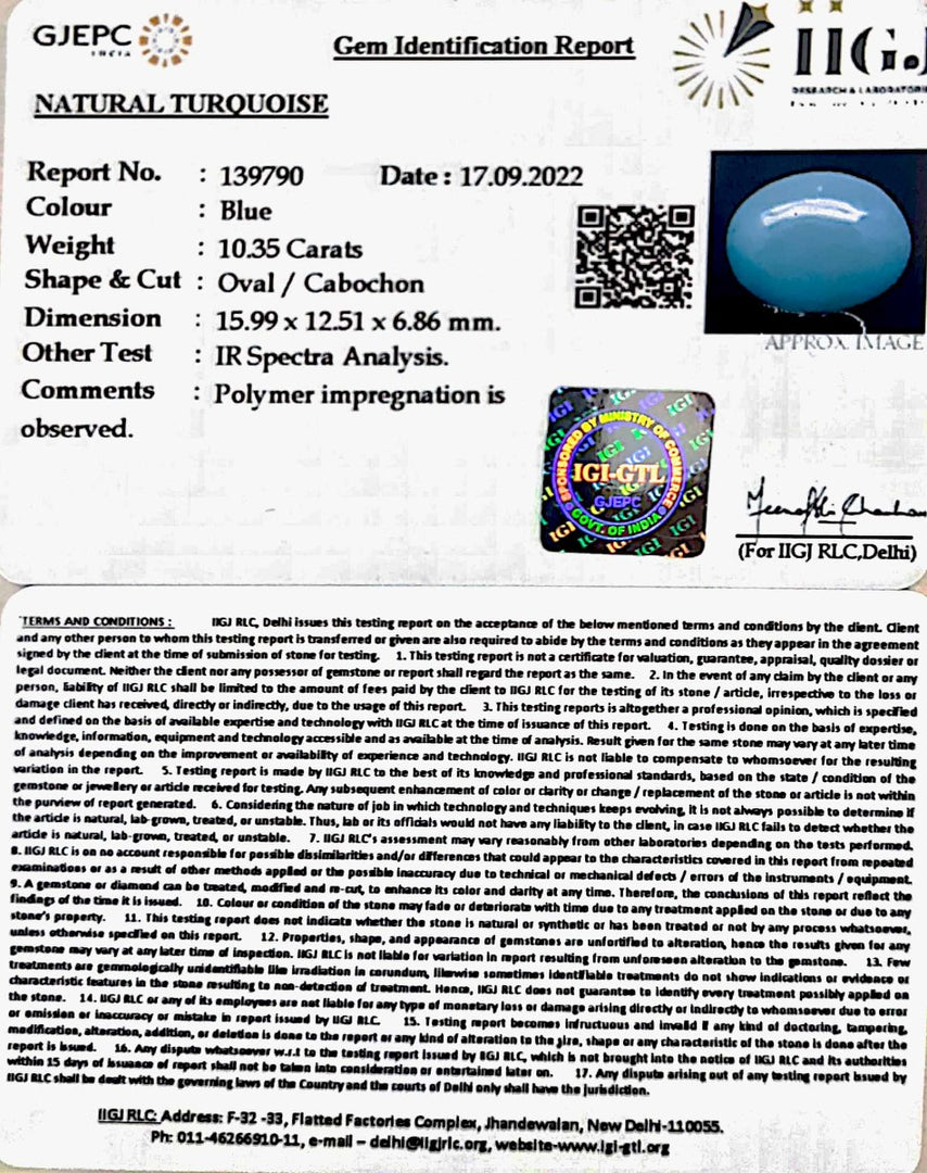 10.35 Carat Turquoise-(832)
