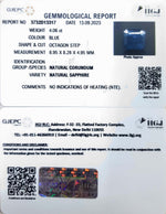 Load image into Gallery viewer, 4.06/Carat Natural Blue Sapphire with Govt Lab Certificate (8991)