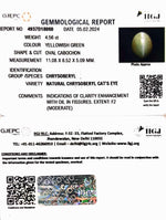 Load image into Gallery viewer, 4.56/CT Natural Chrysoberyl Cat's Eye with Govt. Lab Certificate (6771)