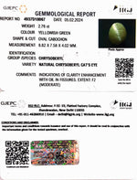 Load image into Gallery viewer, 2.76/CT Natural Chrysoberyl Cat's Eye with Govt. Lab Certificate (6771)
