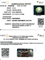 Load image into Gallery viewer, 4.78/CT Natural Chrysoberyl Cat's Eye with Govt. Lab Certificate-3441