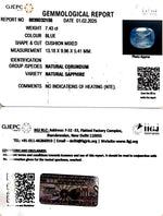 Load image into Gallery viewer, 7.43/CT Natural Blue Sapphire With Govt Lab Certificate