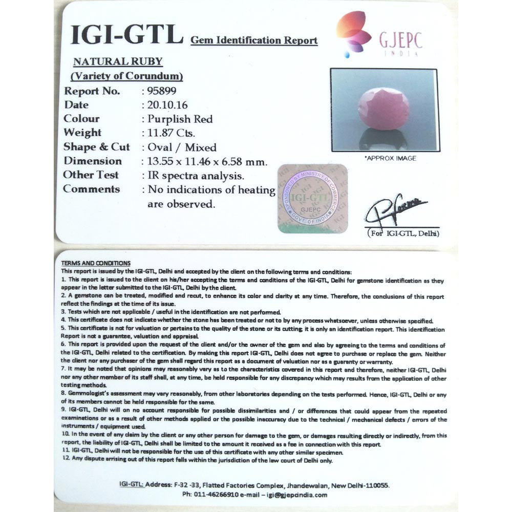 13.19 Ratti Natural New Burma Ruby with Govt. Lab Certificate-(3441)