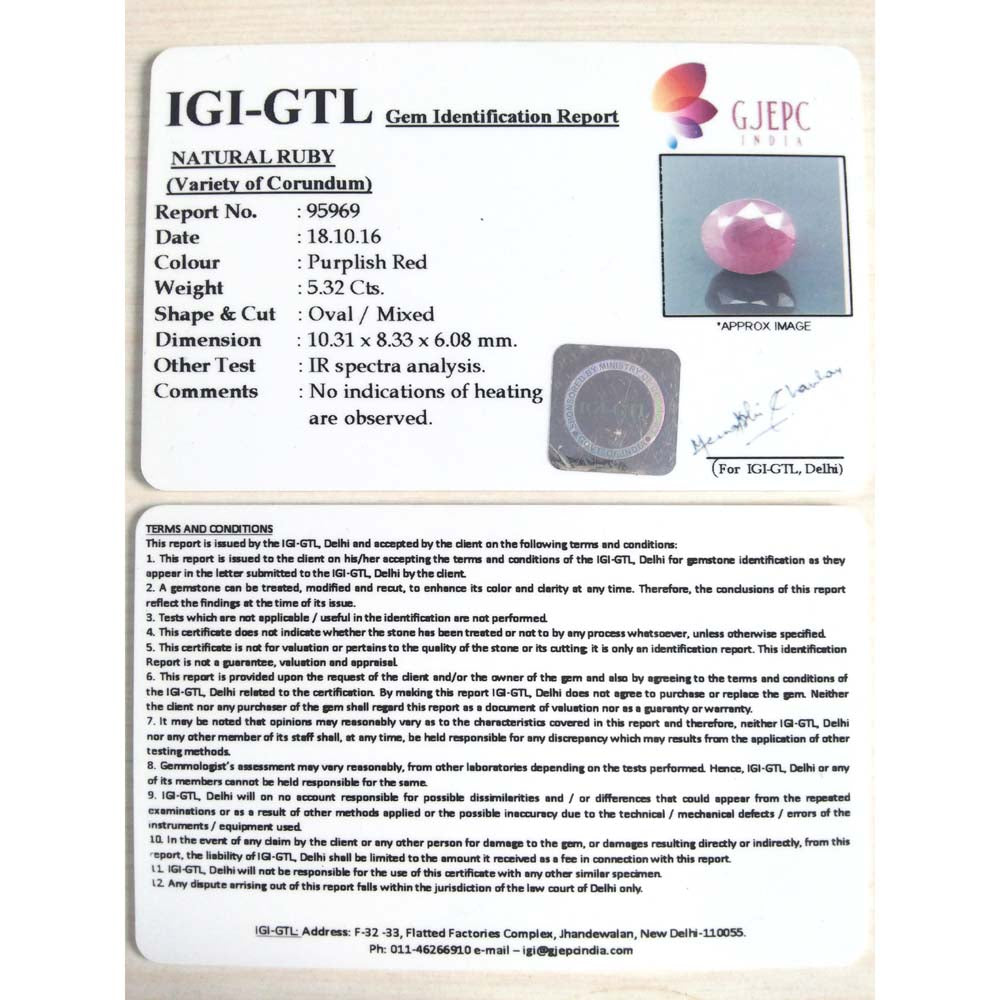 5.91 Ratti Natural New Burma ruby with Govt. Lab Certificate-(4100)