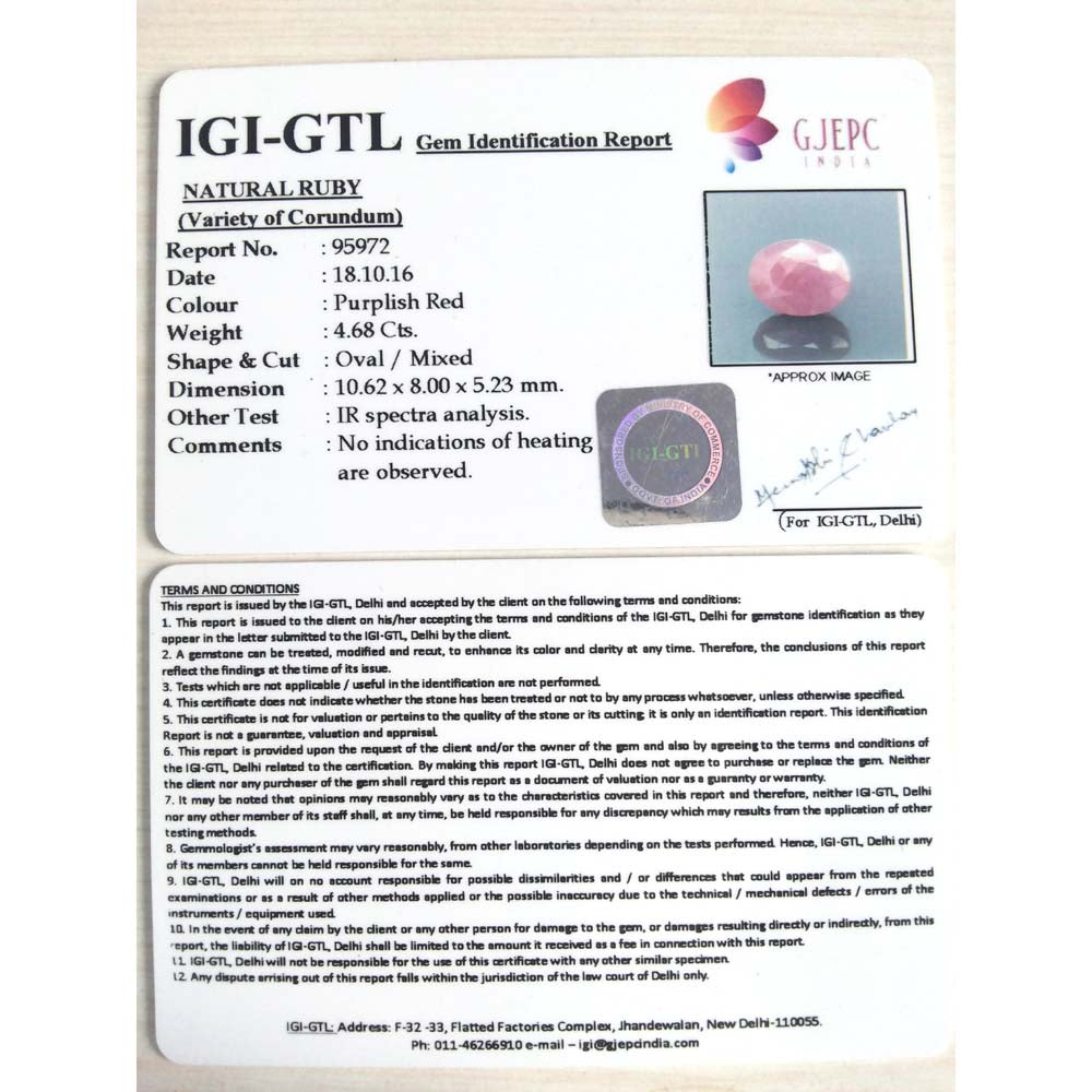 5.20 Ratti Natural New Burma ruby with Govt. Lab Certificate-(4551)