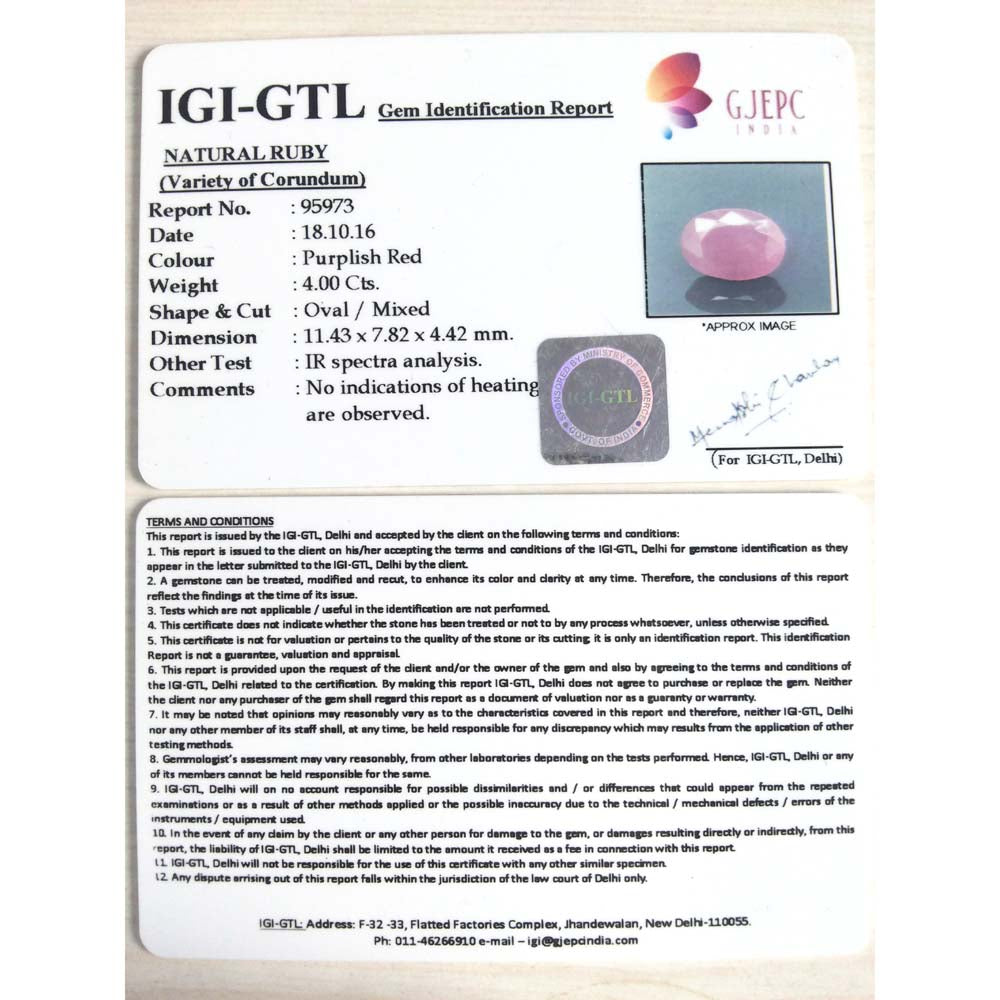 4.00 Ratti Natural New Burma ruby with Govt. Lab Certificate-(4551)