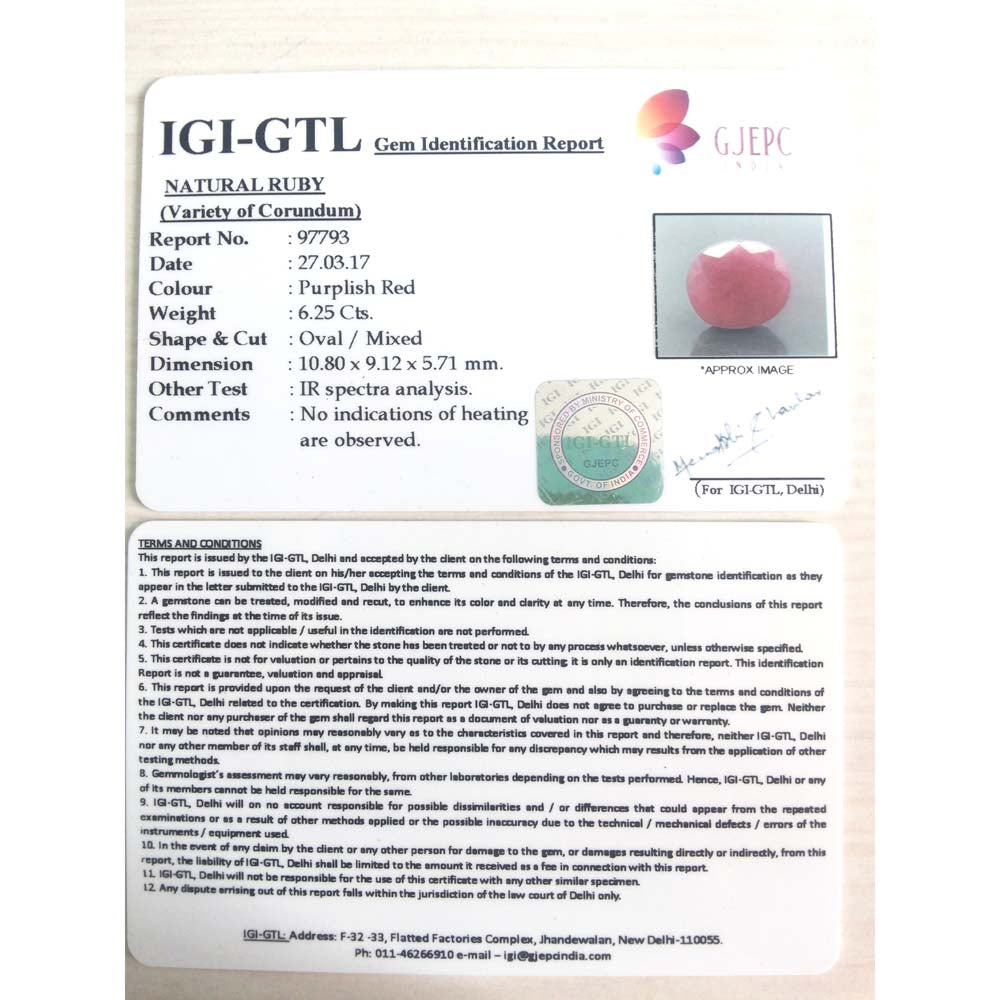 7.39 Ratti Natural New Burma Ruby with Govt. Lab Certificate-(4551)