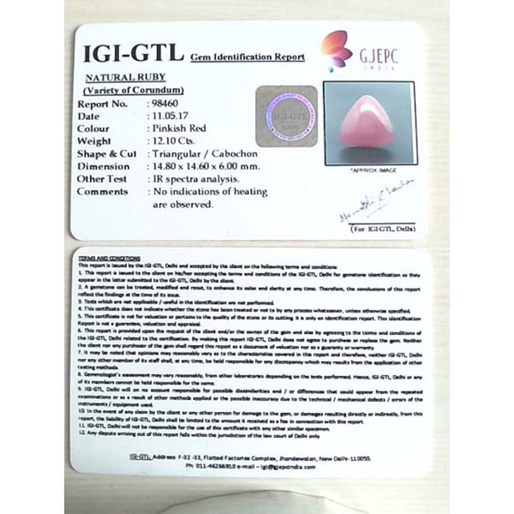 12.10/CT Natural Neo Burma ruby with Govt. Lab Certificate (12210)