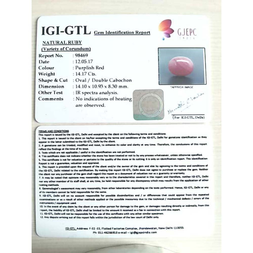 15.74 Ratti Natural New Burma ruby with Govt. Lab Certificate-7881