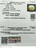 Load image into Gallery viewer, 4.03/CT Natural Yellow Sapphire With Govt Lab Certificate (1221)