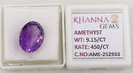 Load image into Gallery viewer, 9.15/CT Natural Amethyst Gemstone with Govt. Lab Certificate