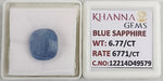Load image into Gallery viewer, 6.77/CT Natural Blue Sapphire with Govt Lab Certificate-12214D49579