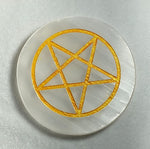 Load image into Gallery viewer, Natural Selenite Charging Plate With Stare Symbol