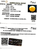 Load image into Gallery viewer, 4.66/CT Natural Yellow Sapphire With Govt Lab Certificate (4551)