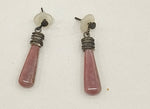 Load image into Gallery viewer, 7.70/GM ROSE QUARTZ RAJWARA SILVER EAR RING (525)