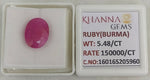 Load image into Gallery viewer, 5.48/CT Natural Ruby Stone with Govt. Lab Certificate-16016S205960