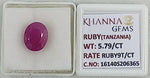 Load image into Gallery viewer, 5.79/CT Natural Ruby Stone with Govt. Lab Certificate-16140S206365