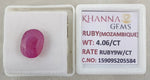 Load image into Gallery viewer, 4.06/CT Natural Ruby Stone with Govt. Lab Certificate-15909S205584