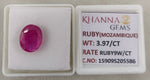 Load image into Gallery viewer, 3.97/CT Natural Ruby Stone with Govt. Lab Certificate-15909S205586