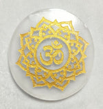Load image into Gallery viewer, SELENITE CRYSTAL OM PLATE