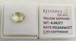 Load image into Gallery viewer, 4.04/CT Natural Yellow Sapphire With Govt Lab Certificate-12377D50192