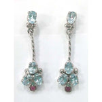 Load image into Gallery viewer, Silver Earring Aquamarine garnet- E224-6250