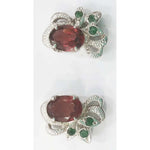 Load image into Gallery viewer, SILVER TOPS Garnet-earring - E196