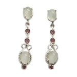 Load image into Gallery viewer, Silver Earring MOONSTONE AND RUBY -ST010