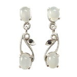 Load image into Gallery viewer, Silver Earring MOONSTONE AND GARNET-ST018