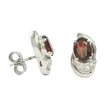 Load image into Gallery viewer, Silver Earring GARNET AND ZIRCON-ST019