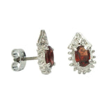 Load image into Gallery viewer, Silver Earring GARNET AND ZIRCON-ST024