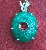 Load image into Gallery viewer, Silver Pendant of Natural Indian Jade Stone-2250