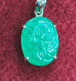 Load image into Gallery viewer, Silver Pendant of Natural Indian Jade Stone-2250